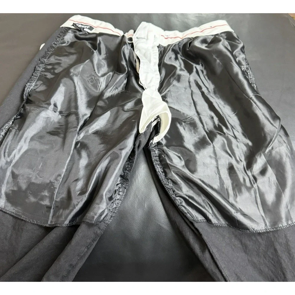 NWT Vintage TRUST Mens Linen Pleated Trousers Black Cuffed 36W 27L Tag-38x30